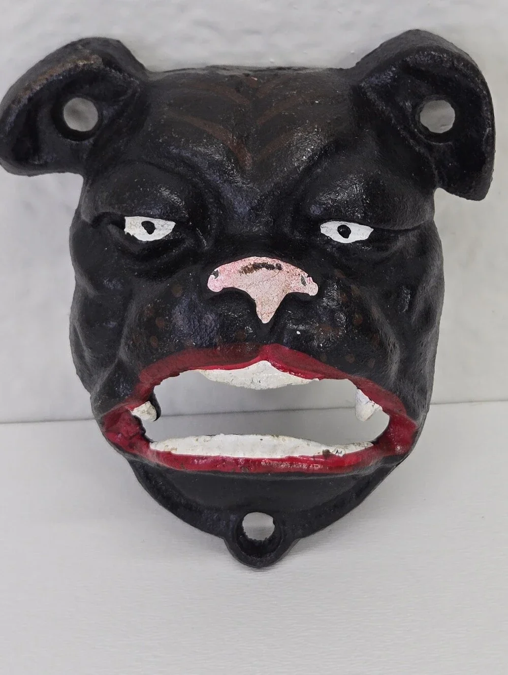 VTG Cast Iron Bulldog Wall Mount Bottle Opener Antique Finish Man Cave #3 brewer